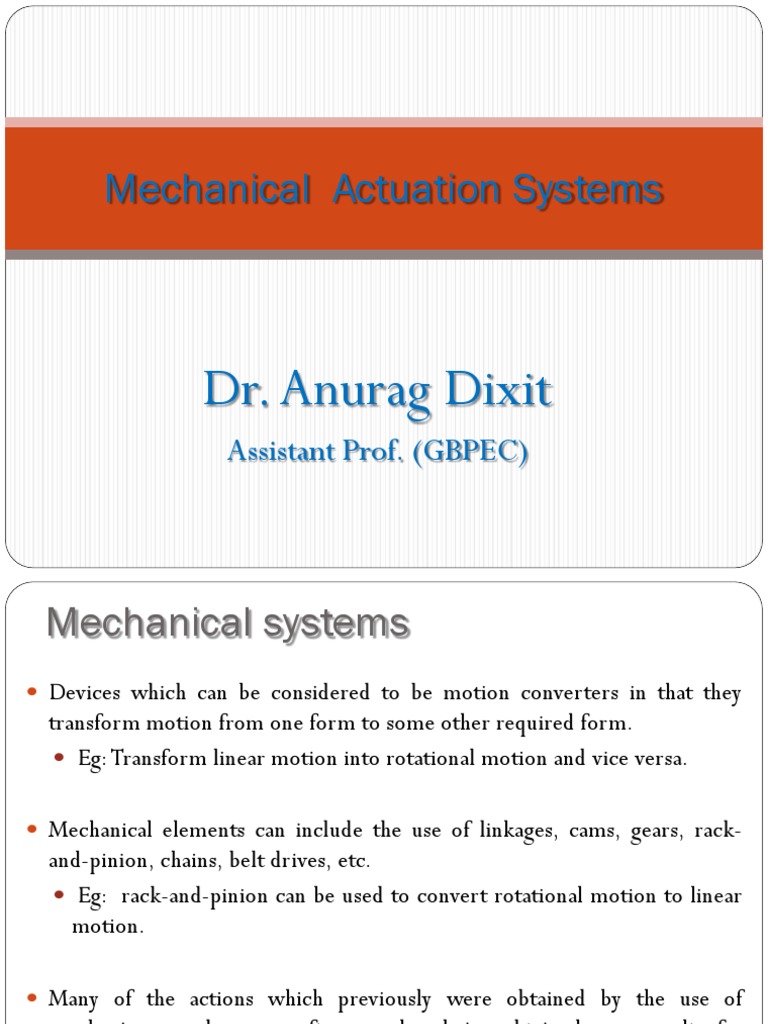 Mechanical Actuation System PDF Belt (Mechanical) Bearing