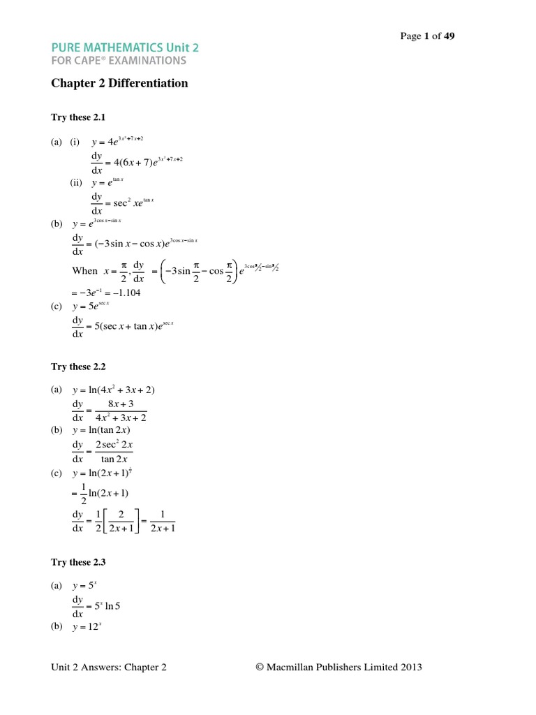 Chapter 2 - Differentiation PDF | PDF