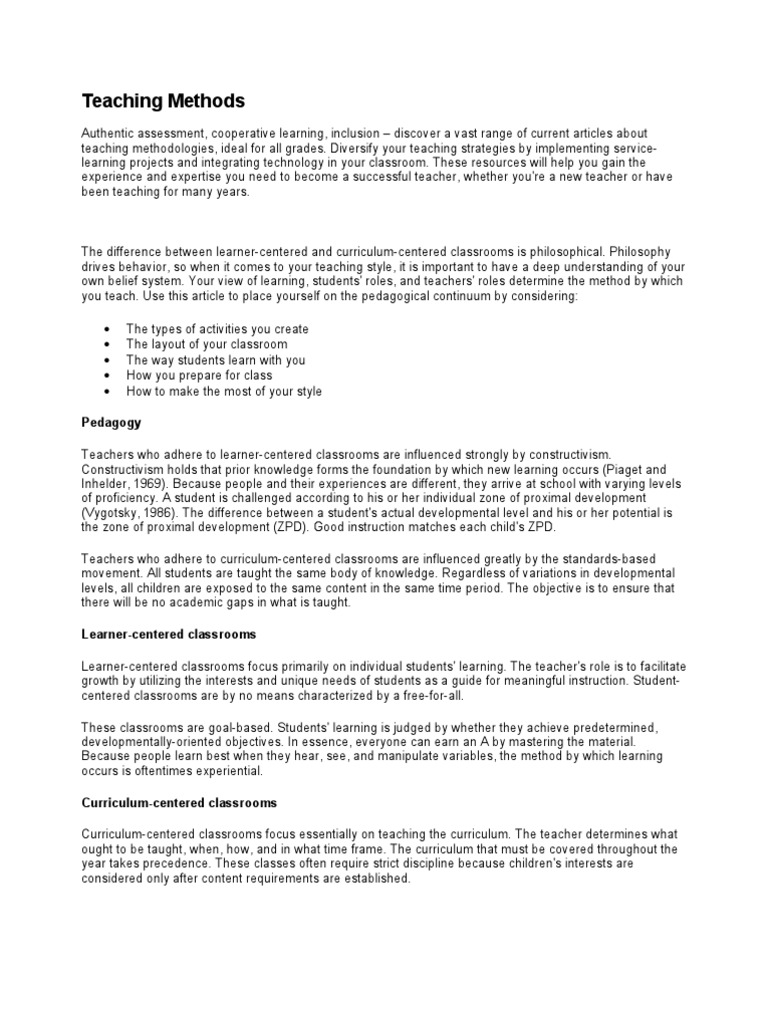 Teaching Methods | PDF | Teachers | Constructivism (Philosophy Of ...