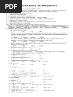 PRE TEST QUESTIONAIRE - Math7 2ndQ