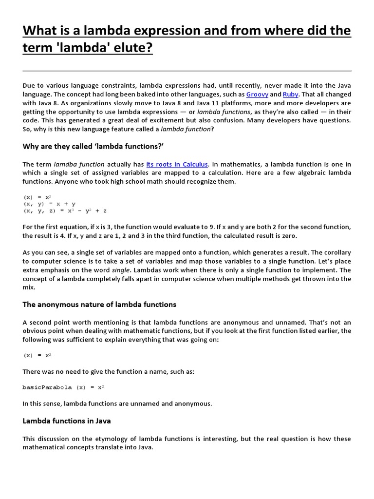 01-What Is A Lambda Expression and From Where Did The Term 'Lambda ...
