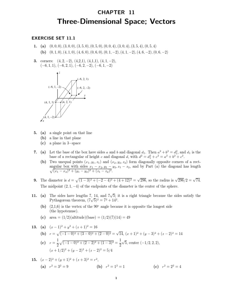 3D Vectors and Geometry Exercises | PDF | Geometry | Elementary Mathematics