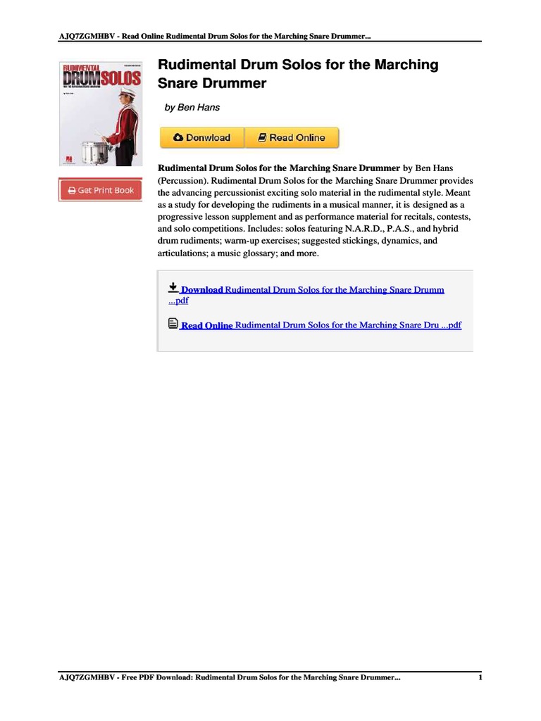 Rudimental Solos Marching Snare Drummer 514i2h38vel PDF PDF