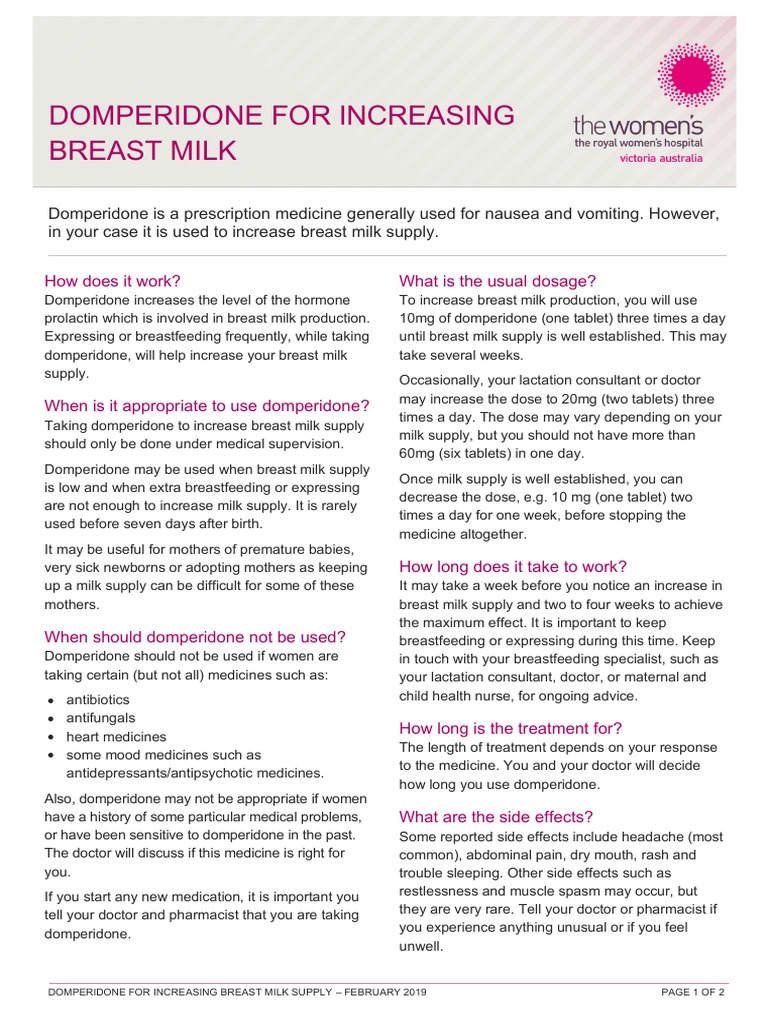 Domperidone For Increasing Breast Milk Supply 260219 PDF | PDF | Breast ...
