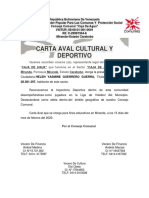 CARTA AVAL Cultural y Deportiva