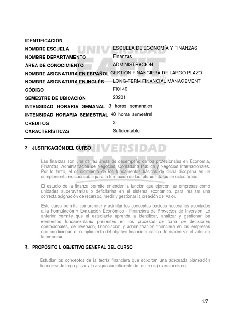 Gestión Financiera a Largo Plazo | PDF | Tasa interna de retorno ...