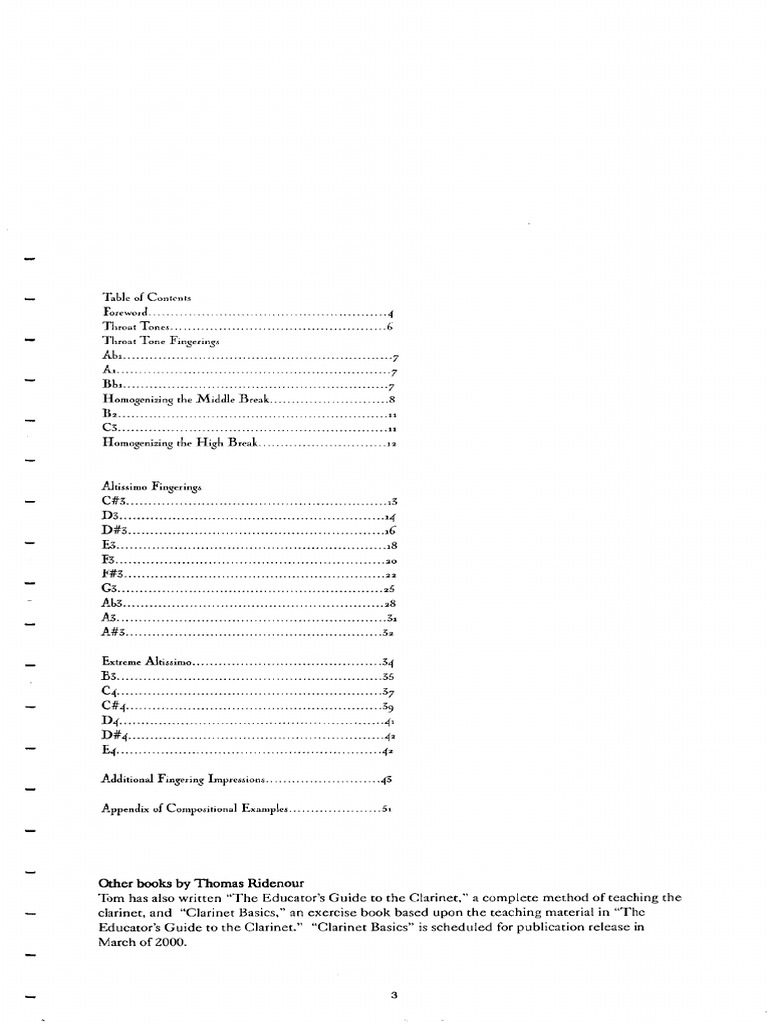 Clarinet Fingerings-Ridenour PDF | PDF