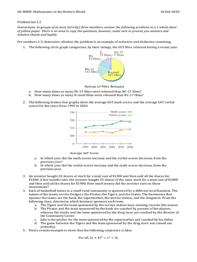 MMW Problem Set 2 | PDF | Sat | Teaching Mathematics