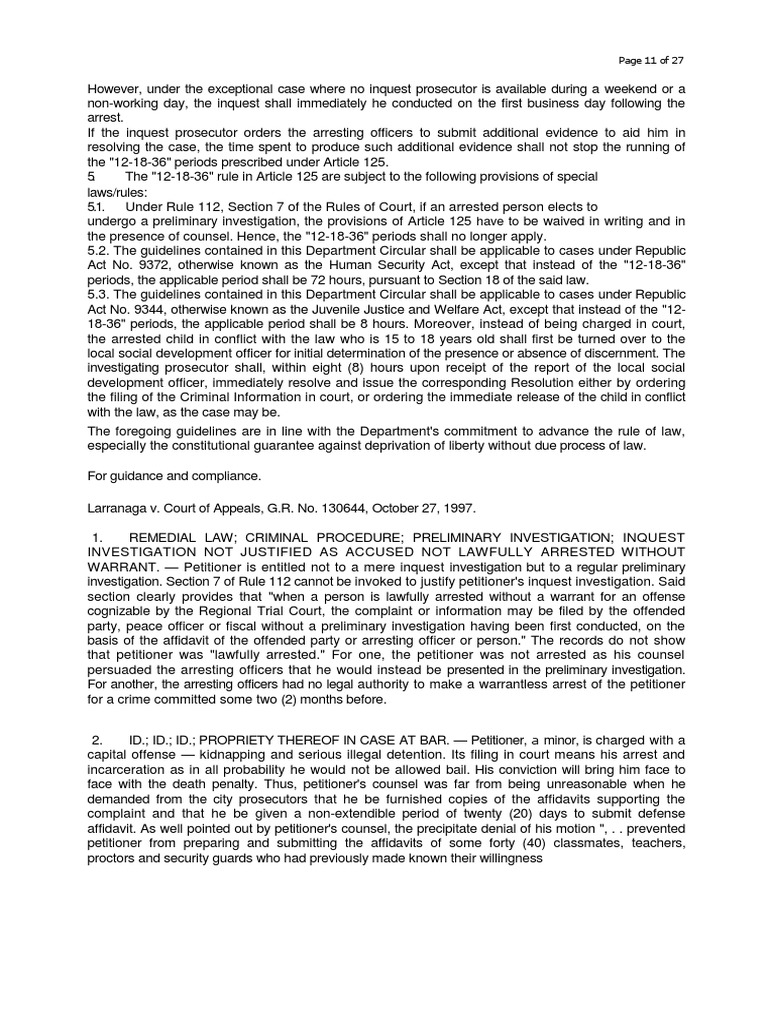Inquest and Preliminary Investigation Rules | PDF | Prosecutor | Complaint