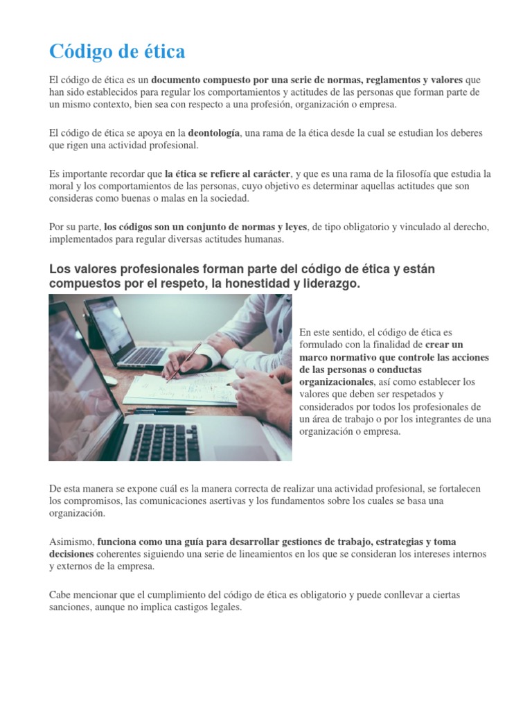 Definición del Código de Ética | PDF | Instituciones sociales ...