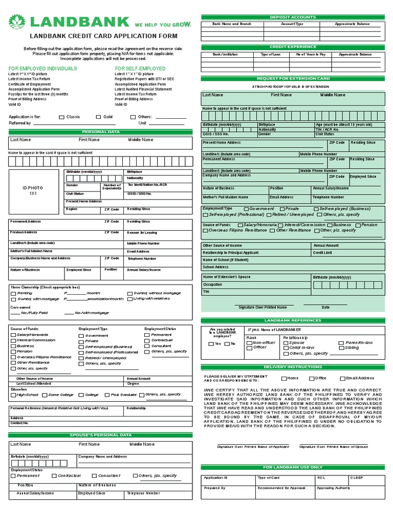 MC Application Form (Generic) FA 021517 LANDBANK CREDIT CARD | PDF