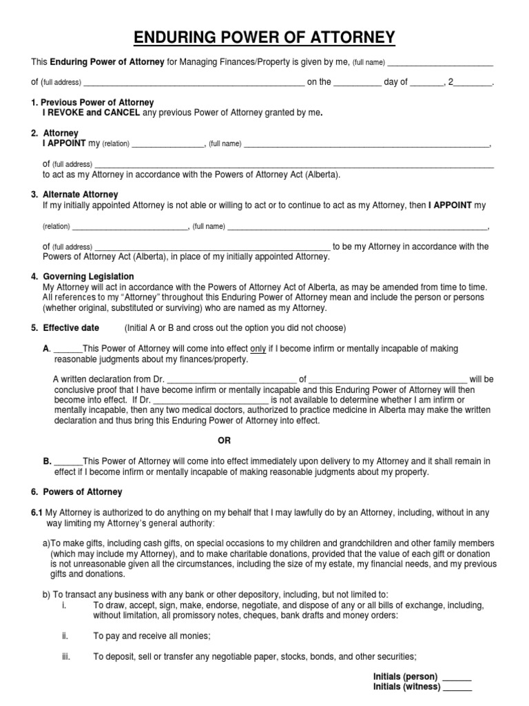 Enduring Power of Attorney PDF Power Of Attorney Banks