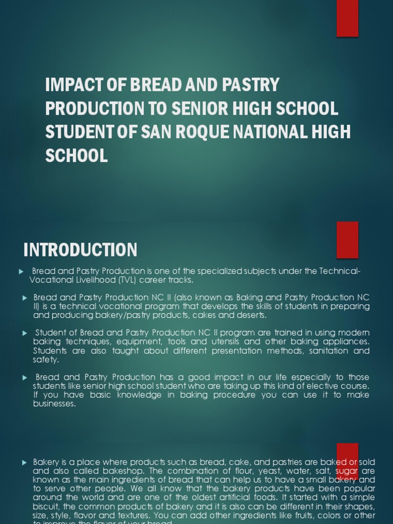 research title about home economics bread and pastry production