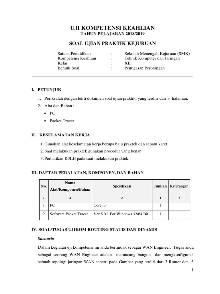 Soal Ujikom ROUTING | PDF | Komputer