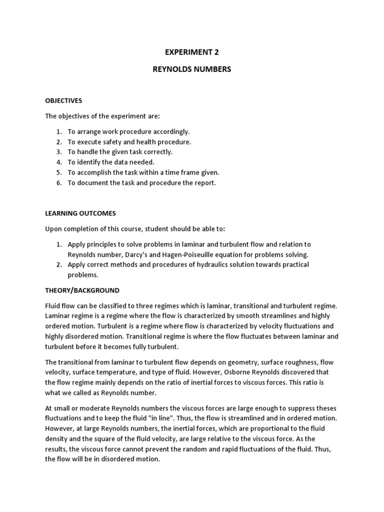 Understanding Reynolds Numbers in Fluid Flow | PDF | Reynolds Number ...