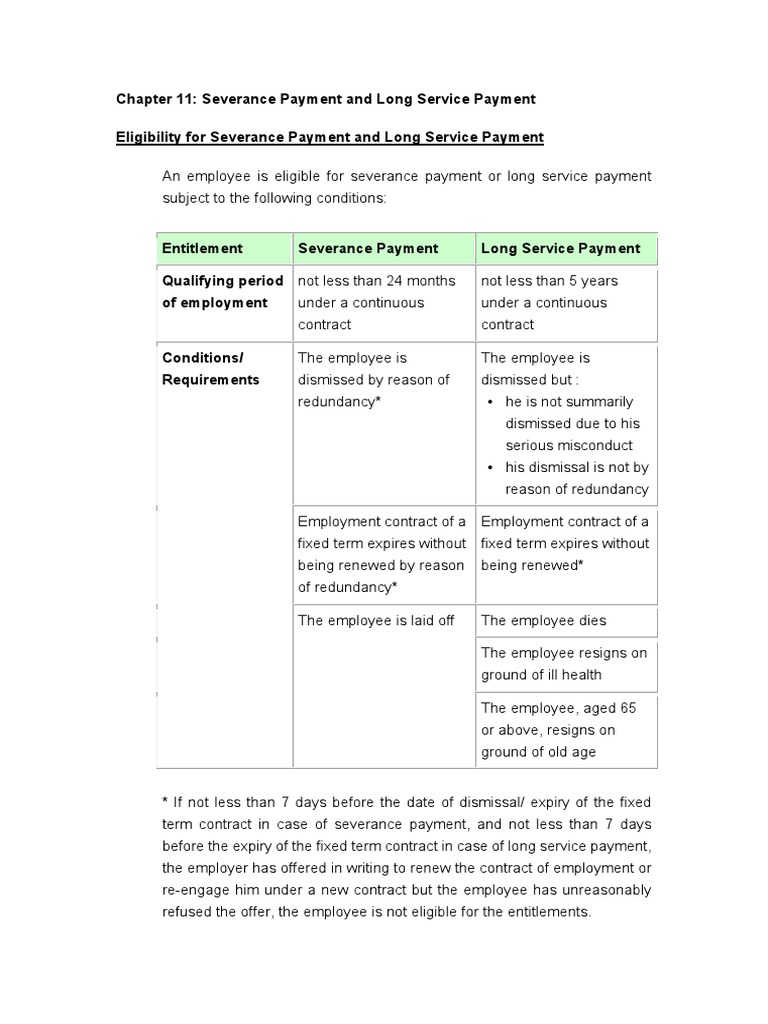Severance and Long Service Payment Guide | PDF | Employment | Layoff