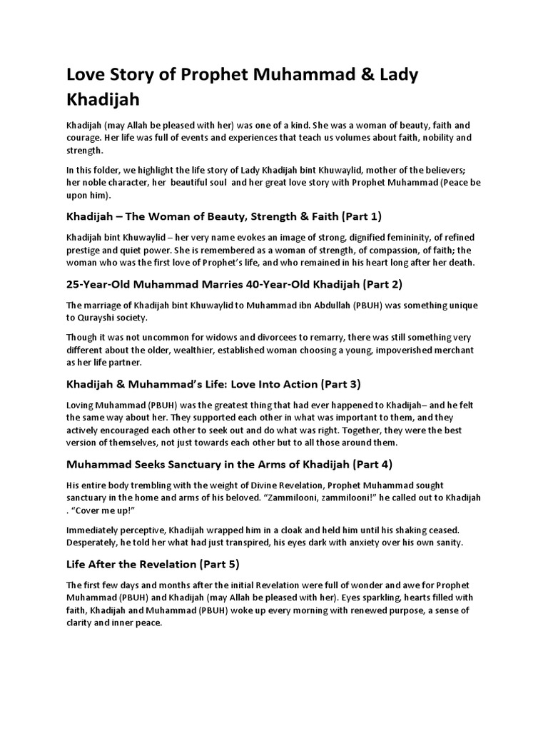 The True Love Of Prophet Muhammad And Khadijah Pdf Muhammad
