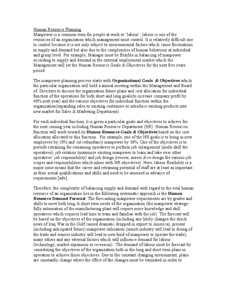 Human Resource Planning | PDF | Human Resources | Employment