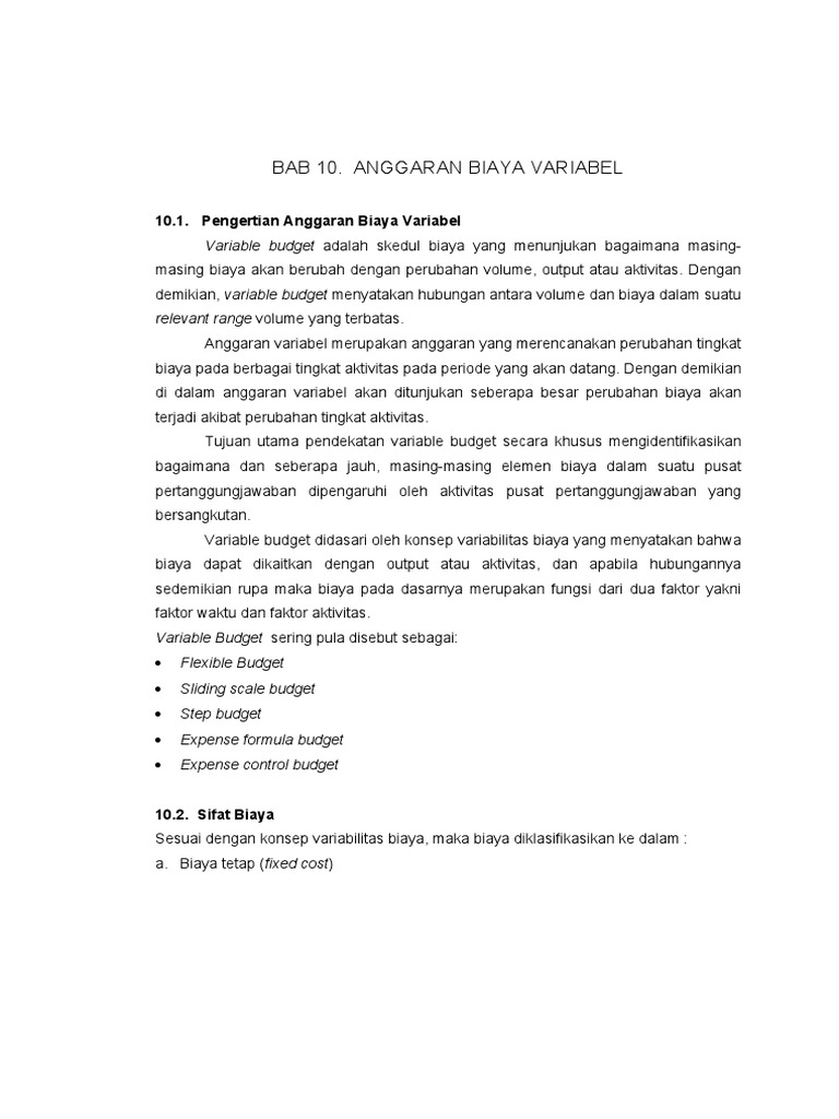 Anggaran Biaya Variabel dan Penyusunannya | PDF