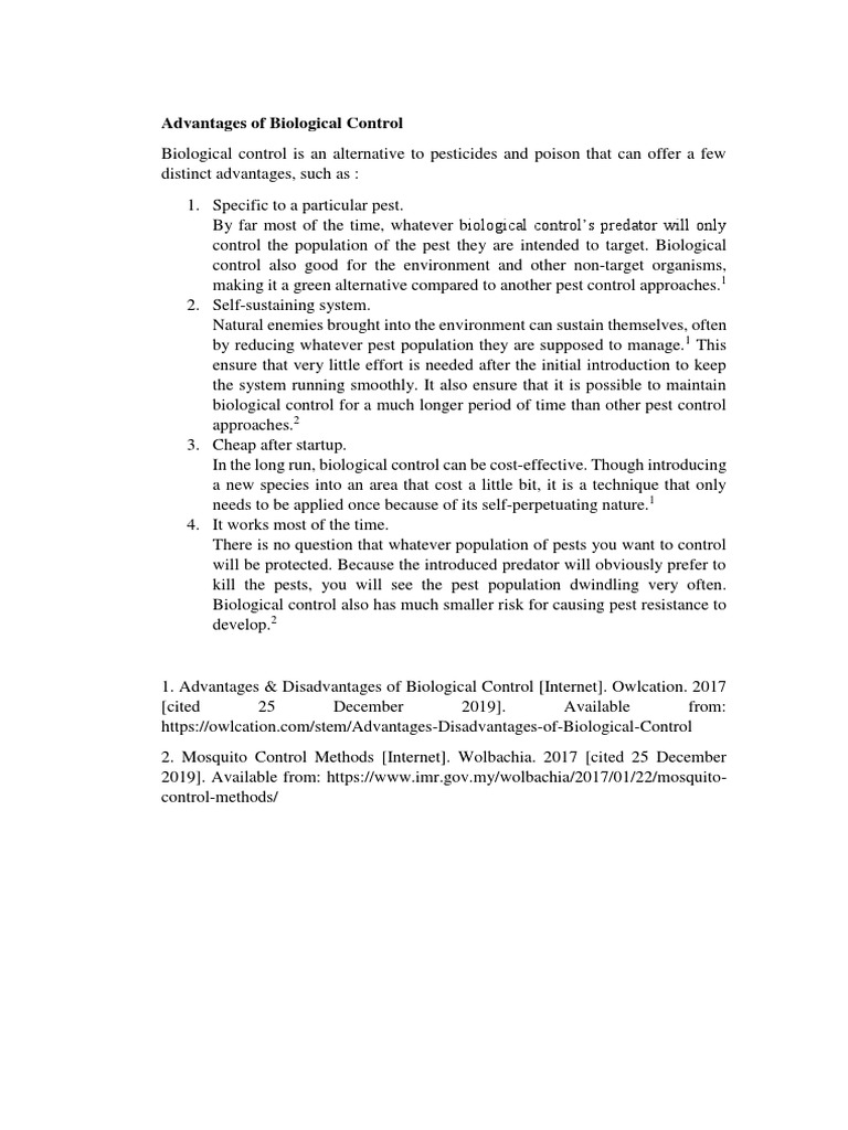 Advantages of Biological Control Methods | PDF