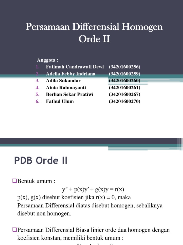 Persamaan Differensial Homogen Orde II | PDF | Sains & Matematika