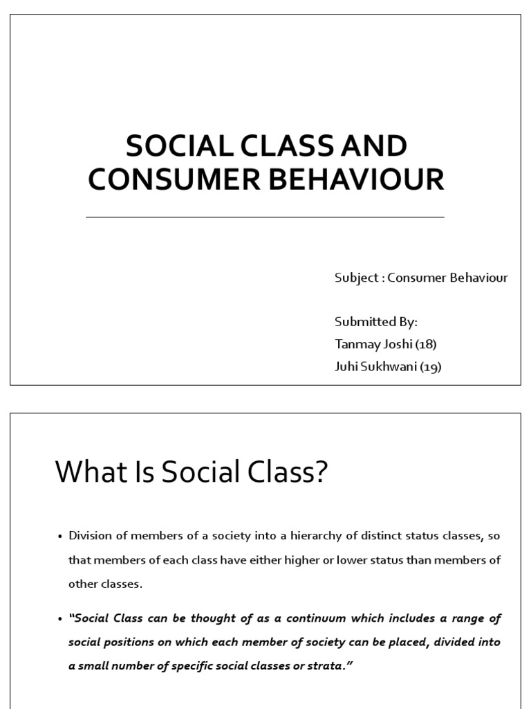 Social Class and Consumer Behaviour | PDF