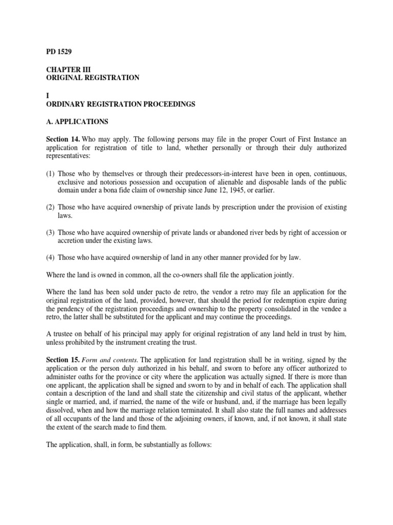 Land Registration Application Process | PDF