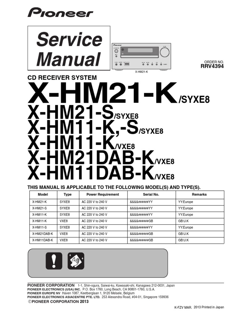 Pioneer X Hm11 X Hm21 Service Manual