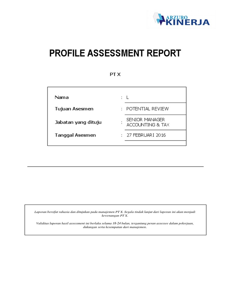 Laporan Hasil Asesmen Potensi L | PDF