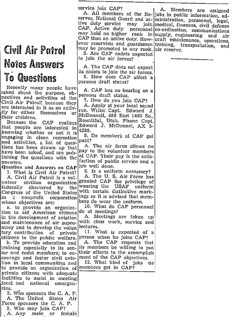 Patro Patrol Answers Questions PDF Civil Air Patrol Military Of