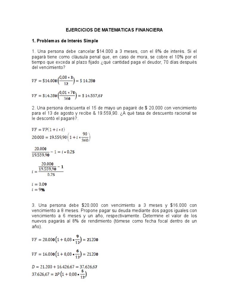 Ejercicios de Matematicas Financiera | PDF