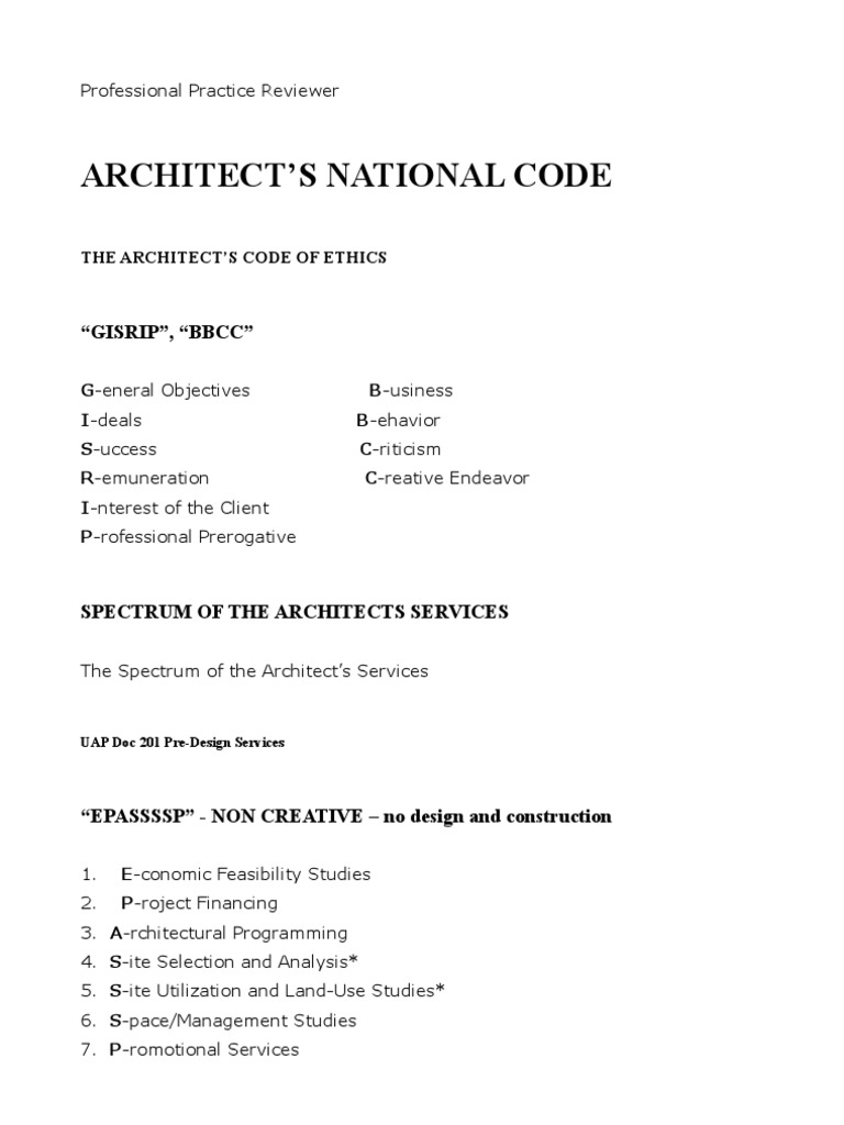 Code of Ethics | PDF | Architect | General Contractor