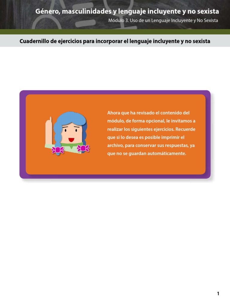 Ejercicios de Lenguaje Inclusivo y No Sexista | PDF | Artes del ...