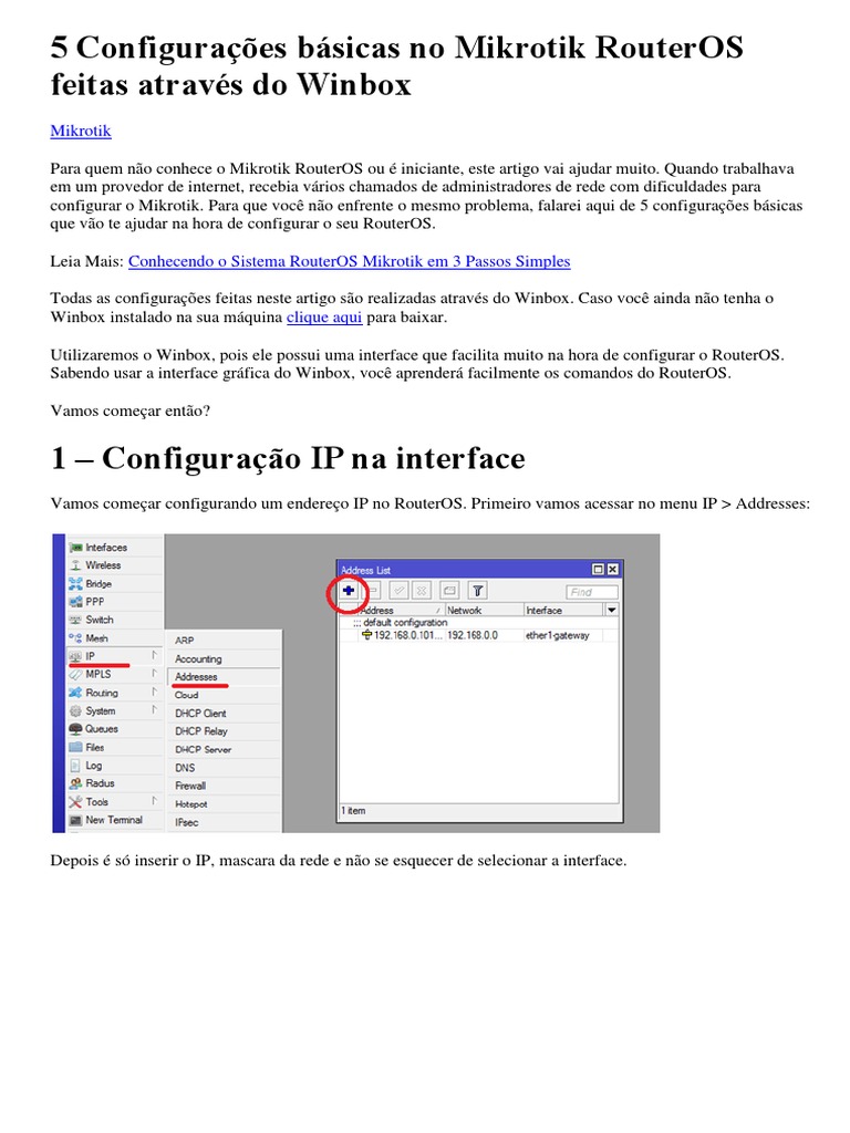 5 Configurações Básicas No Mikrotik RouterOS Feitas Através Do Winbox | PDF