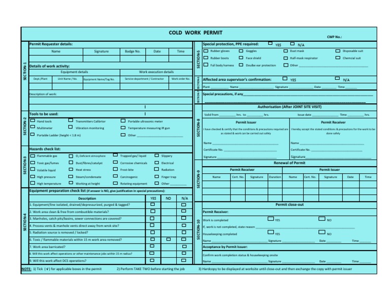 44 Hots What is cold work permit for Men