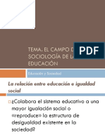 Tema. El Campo de La Sociologia de La Educacion