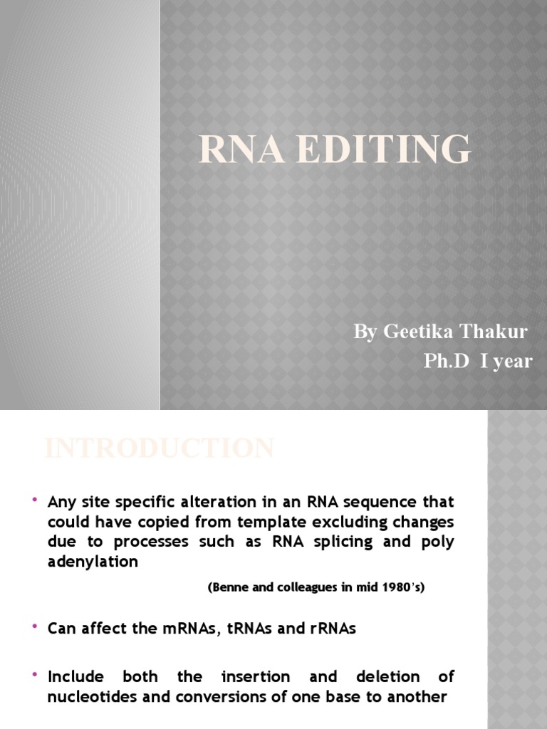 RNA Editing: Mechanisms and Types | PDF | Biotechnology | Rna