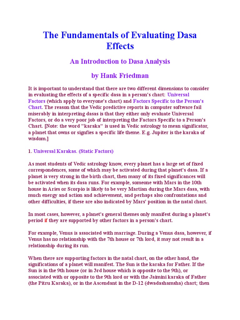 The Fundamentals of Evaluating Dasa Effects | PDF | Planets In ...