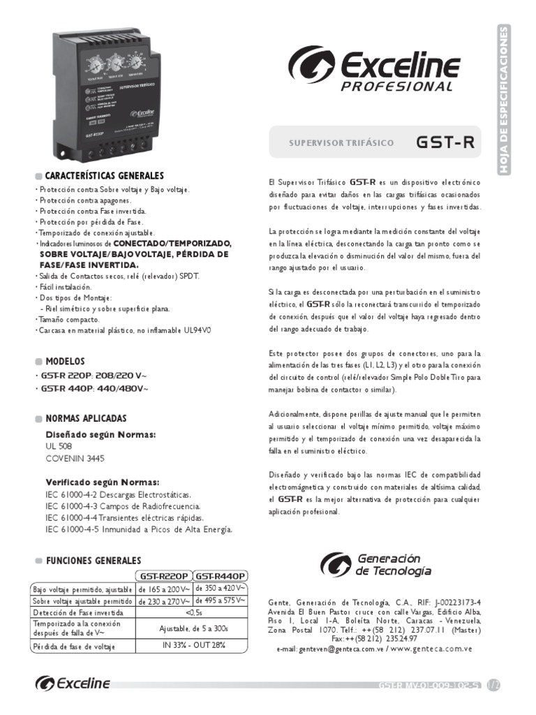 Supervisor Trifásico GST-R: Especificaciones | PDF | Relé | Electricidad