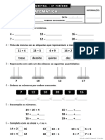 Avaliação trimestral de matemática do 1o ano