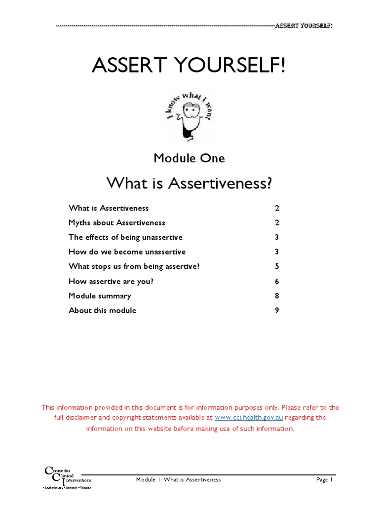 Assert Yourself - 01 - What Is Assertiveness | PDF | Cognitive ...