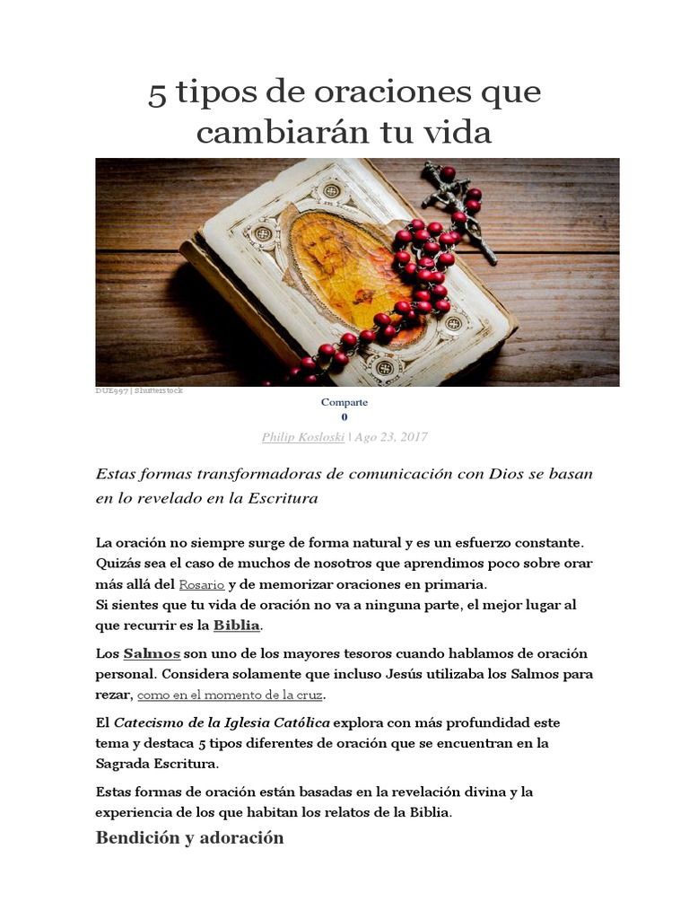5 Tipos de Oraciones Que Cambiarán Tu Vida | PDF