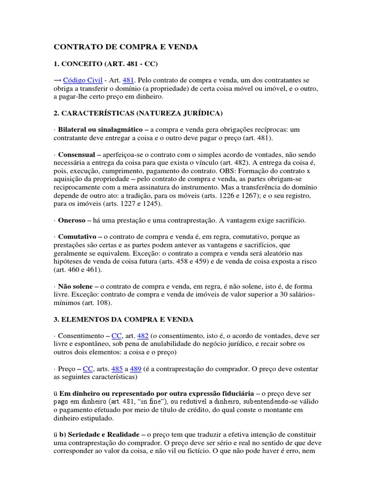 Guia Completo sobre Contrato de Compra e Venda | PDF