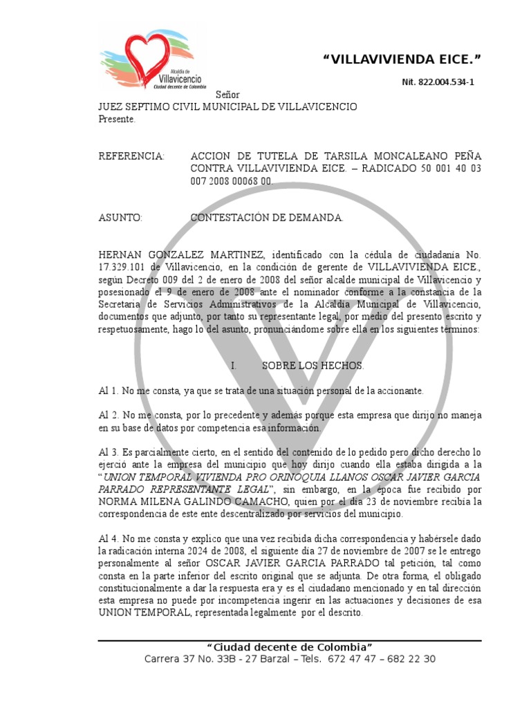 Contestación de Acción de TUTELA | PDF