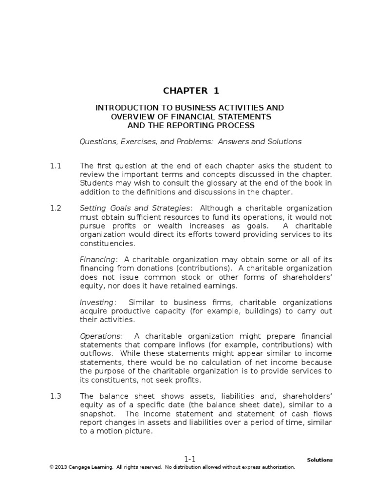14e Chapter 01 Solutions | PDF | International Financial Reporting ...