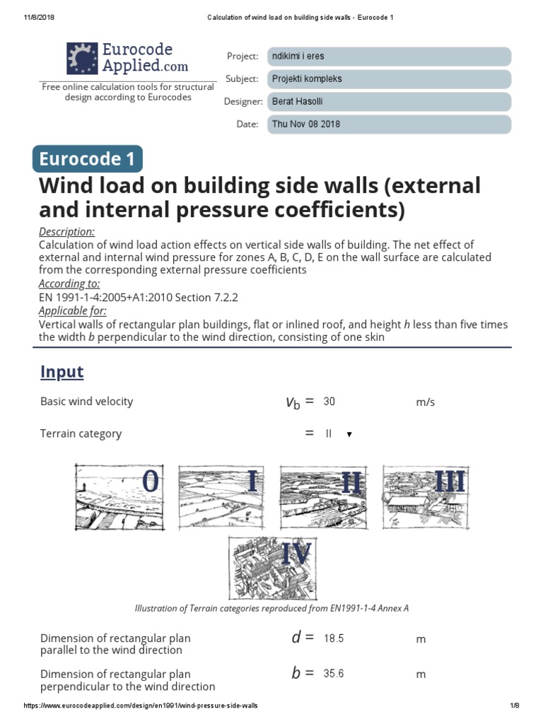 Calculation of Wind Load On Building Side Walls - Eurocode 1 | PDF ...