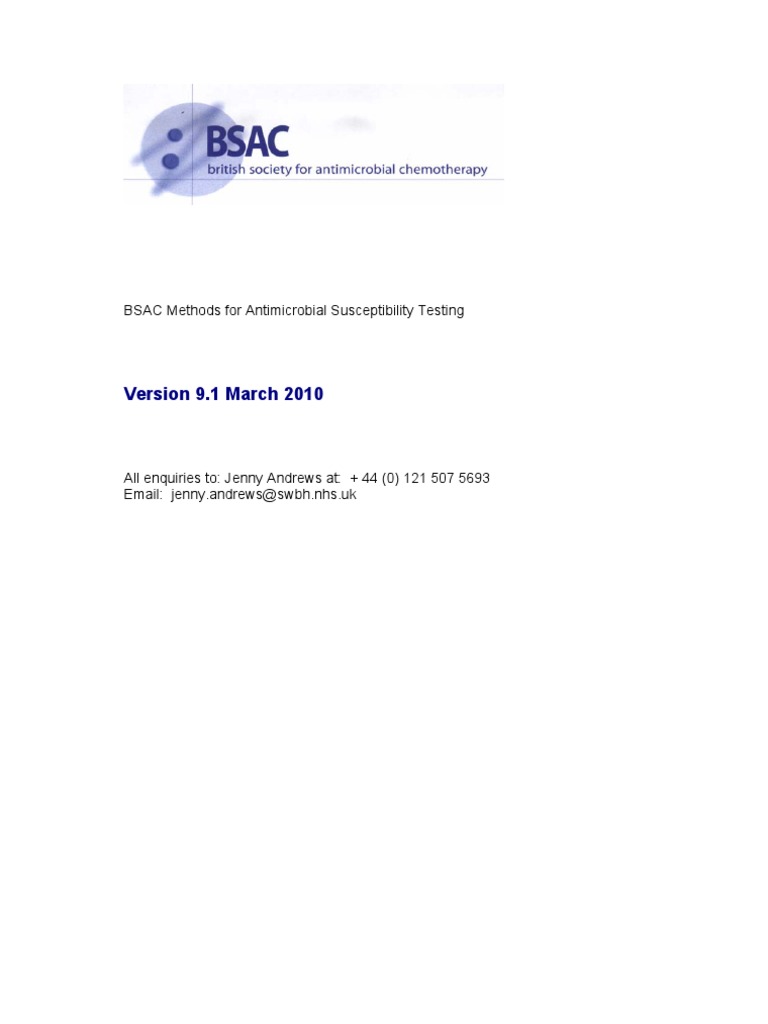 BSAC Antimicrobial Testing Methods | PDF | Staphylococcus | Clinical ...