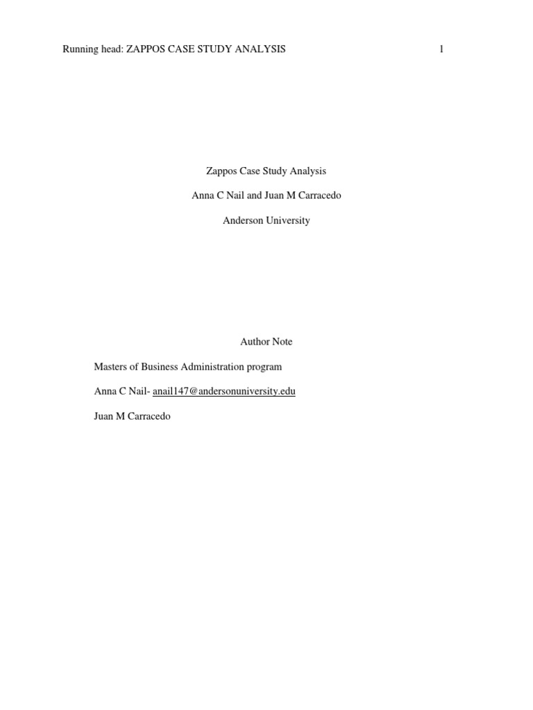 Zappos Case Study Analysis PDF Organizational Culture Economies