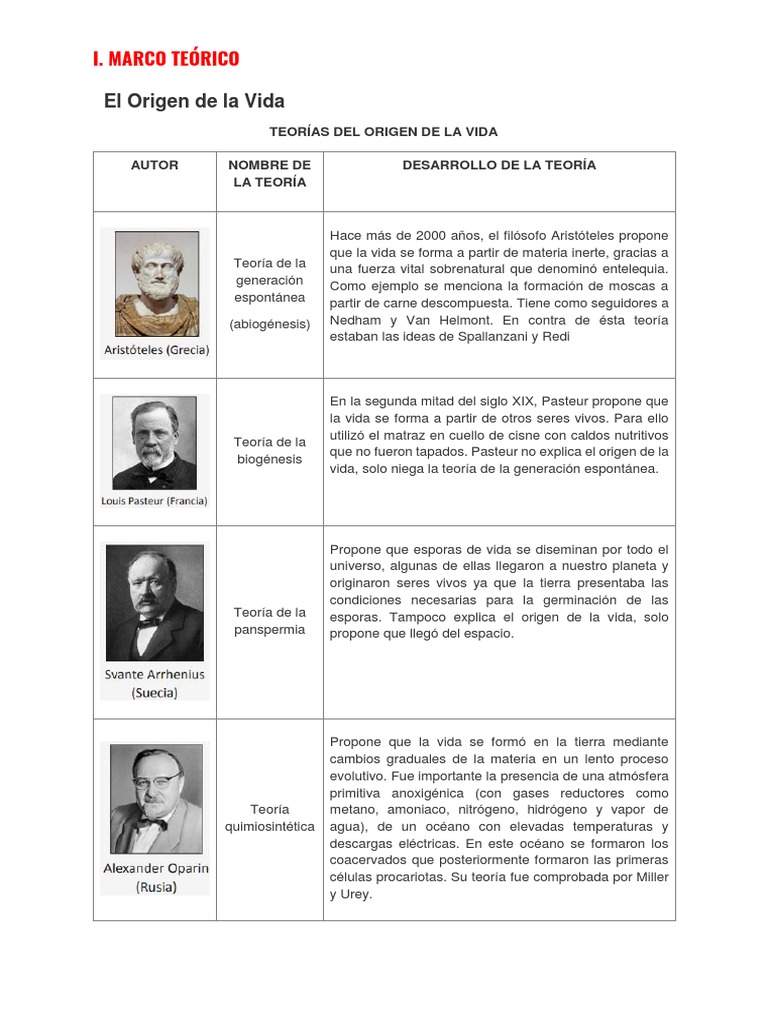 Teorías del Origen de la Vida | PDF | Abiogénesis | Organismos