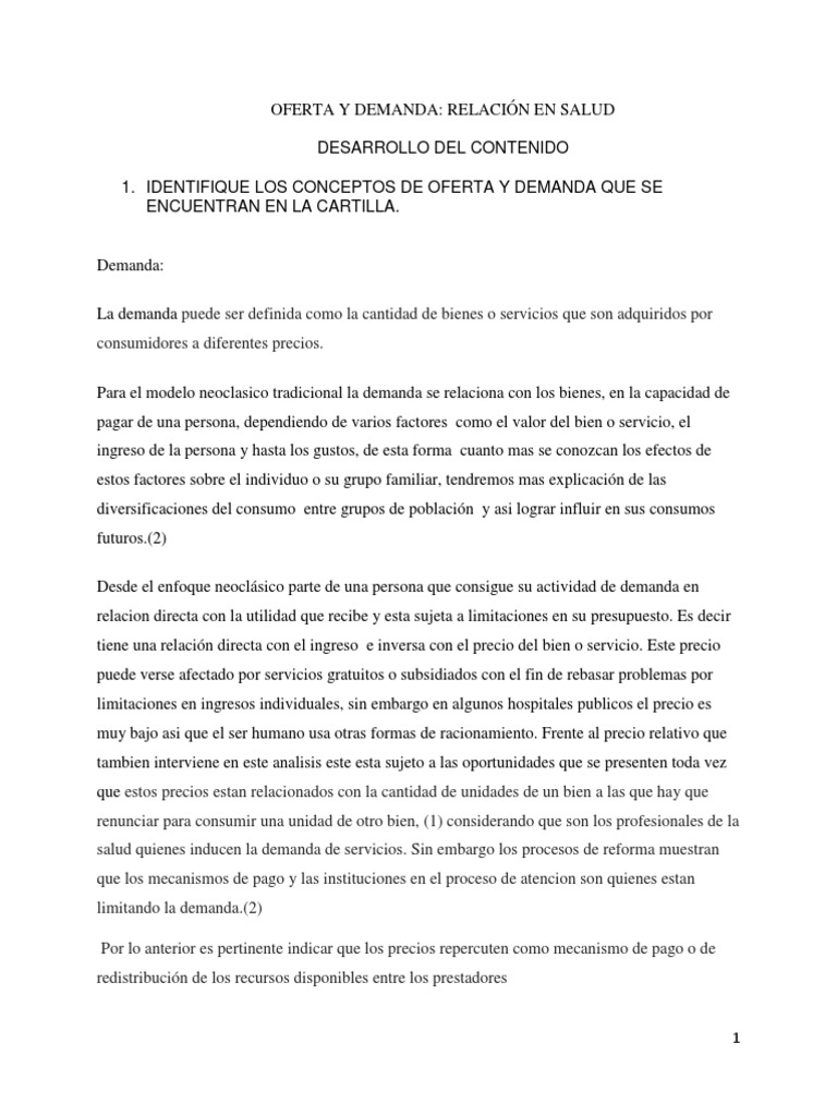Oferta y Demanda en Salud | PDF | Oferta y demanda | Sistema de salud